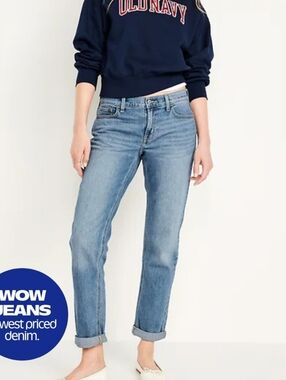 Old Navy Mid-Rise Wow Boyfriend Straight Jeans SZ 6 Tall